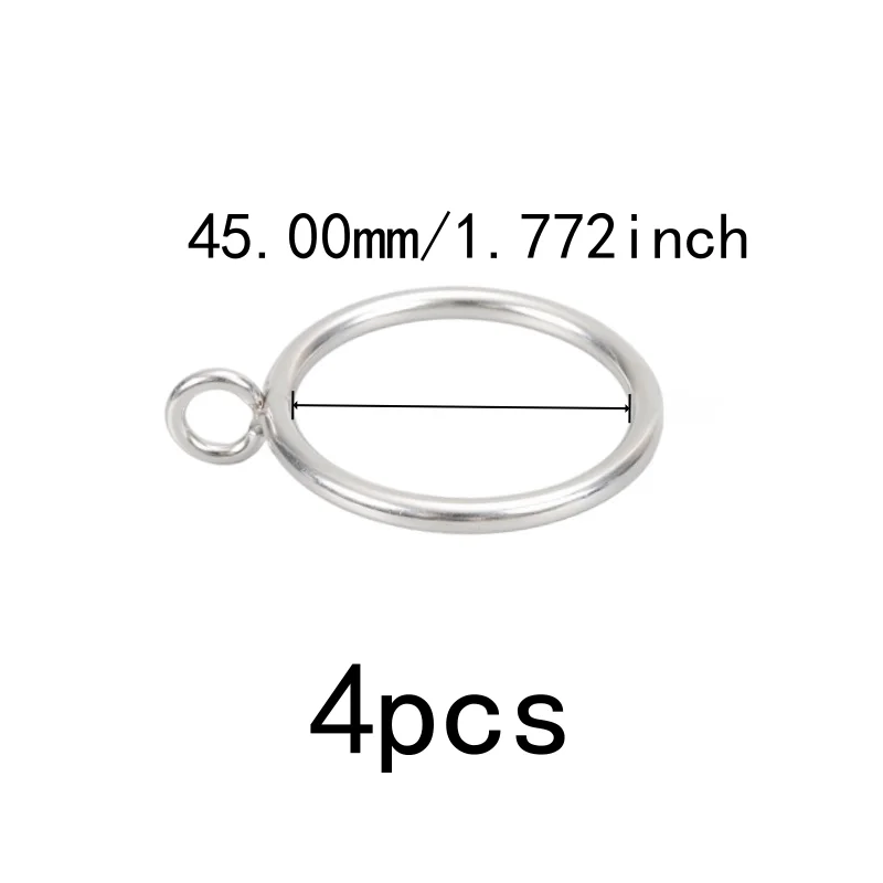 4 pcs 45mm Curtain Rings with Holes, Silver Iron Material, suitable for Living Room Window Curtain, Rust Resistant Finish