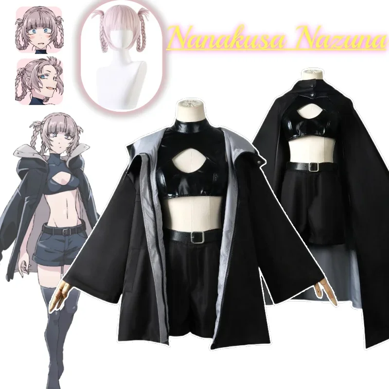 Nanakusa Nazuna Anime All Night Song Cosplay Costume Clothes Wig Uniform Cosplay Vampire Trench Coat Cape Halloween Party Woman