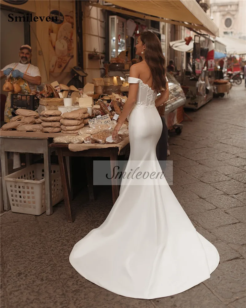 Smileven Dubai Abiti da sposa a sirena Perle Abiti da sposa senza maniche Vestido de novia 2024 Abiti da sposa rimovibili personalizzati