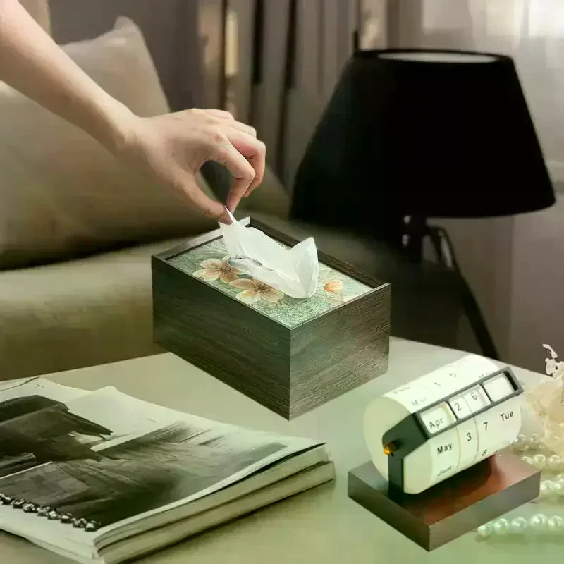 Unique 1pc Wood-made Cherry Blossom Tissue Box Cover with Napkin Storage -Ideal Gift Selection