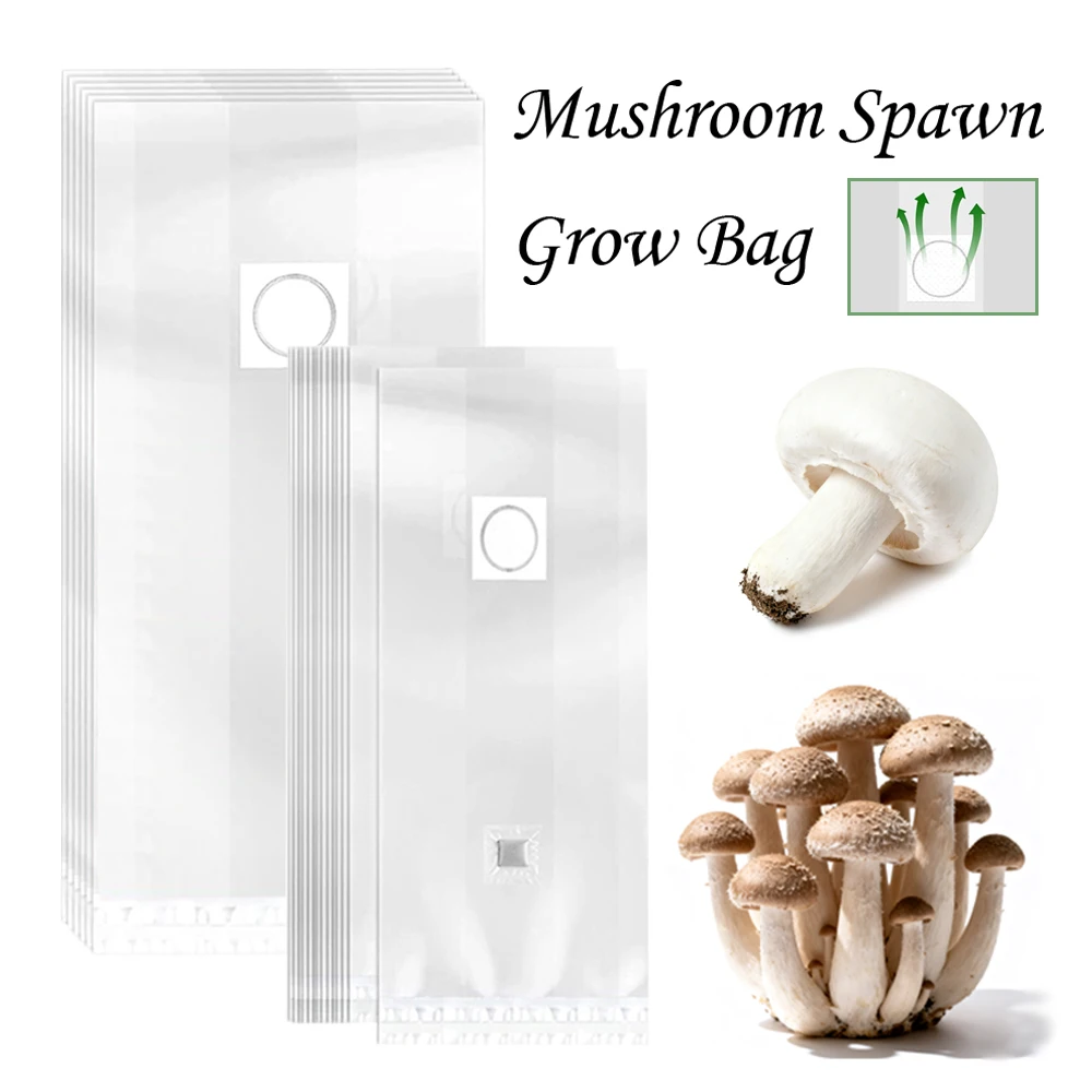 10/20pcs Mushroom Spawn Grow Bags High Temp Pre-Sealable Substrate Bags for Fungi & Grains, Shortens Mycelial Cycle