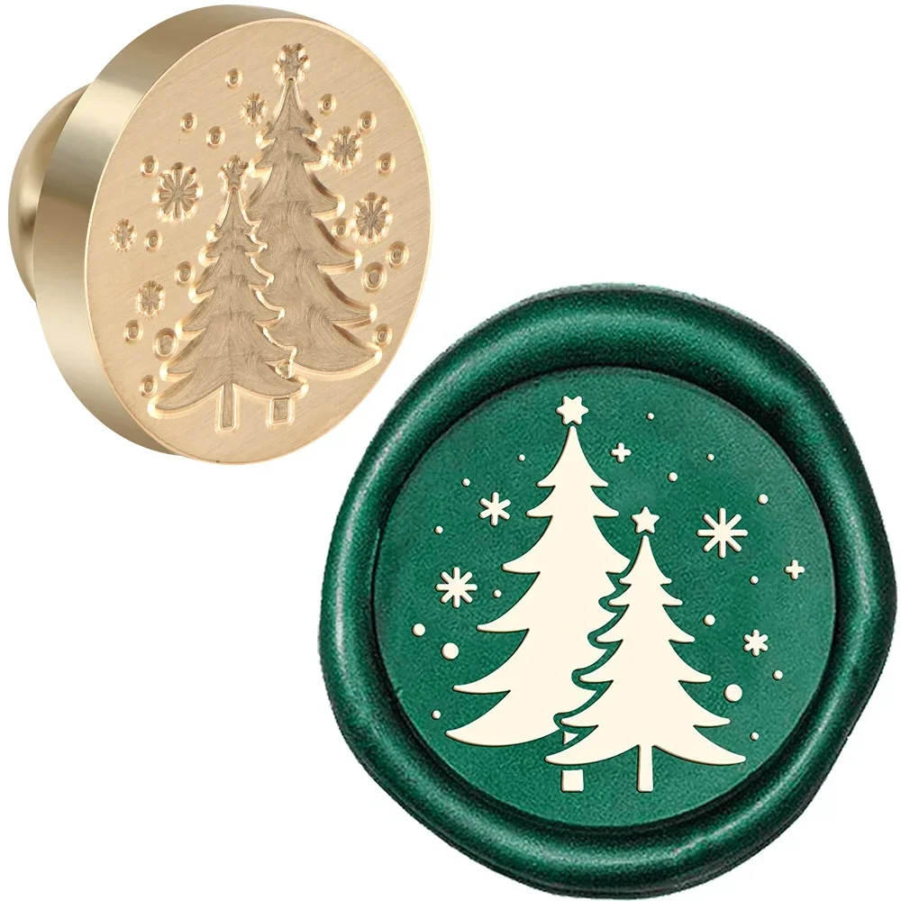 Głowica do stemplowania woskiem świątecznym, motyw choinki, tylko głowica, bez uchwytu, 25 mm, vintage, zamiennik do kopert, kartek, zaproszeń.