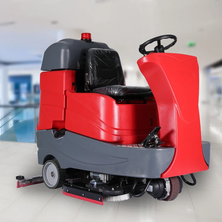Big Ride On Battery Powered Cordless Self Driving Floor Cleaning Machine Square Floor Scrubber Wet Floor Scrubber Machine