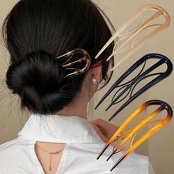 Acetate Leaves U-shaped Hair Stick Hair Fork Hairstyle Tools Hairpin Geometric Women Girls Hair Accessories Accessories Headwear