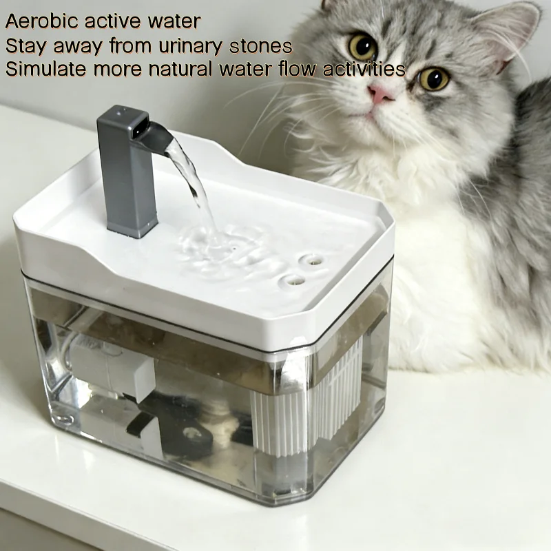 Dispensador de água para gatos, 1,5l, com bomba de água filtrada, usb, automático, fonte potável, circulação de água silenciosa ao vivo