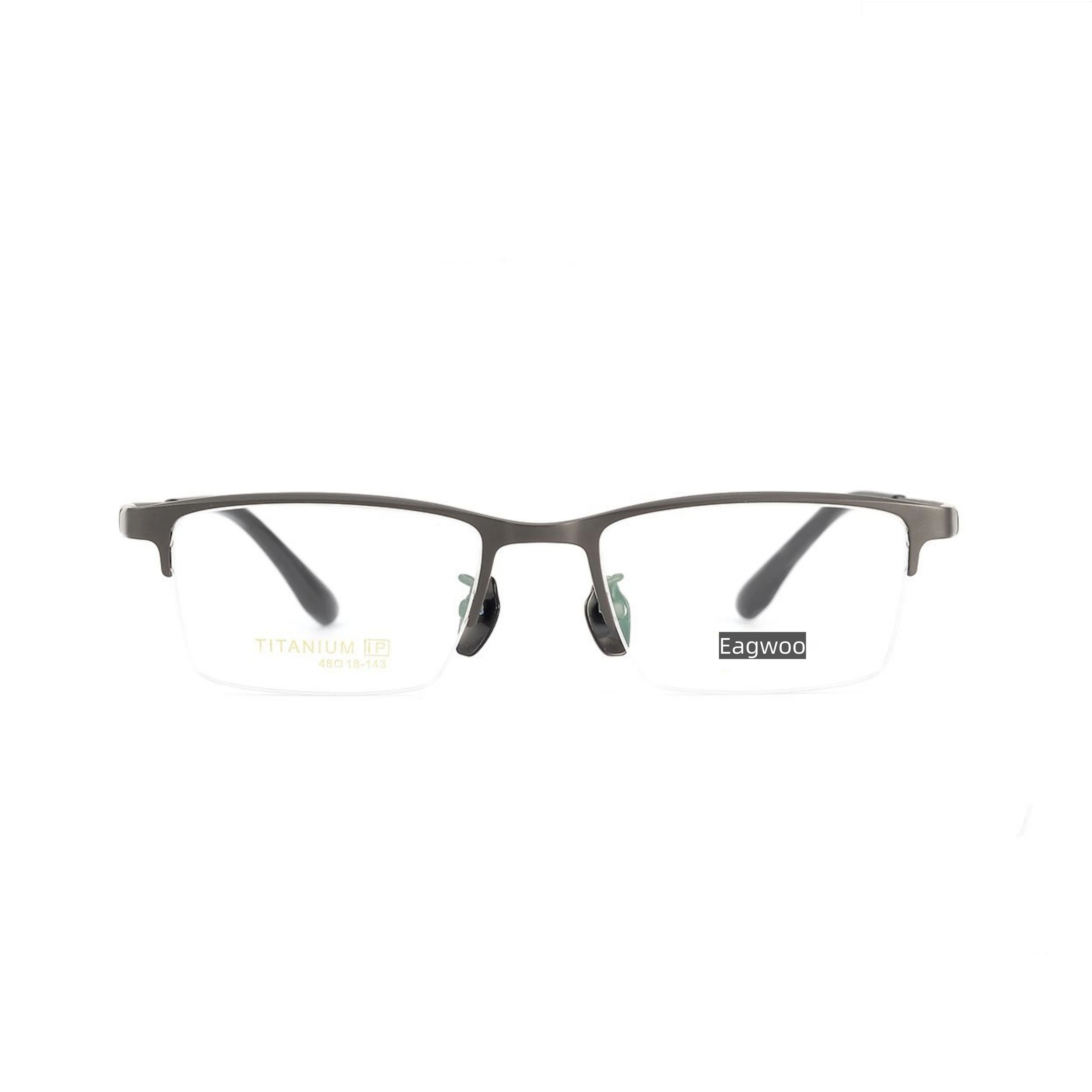 Pure Titanium Eyeglasses Half Rim Optical Frame Prescription Spectacle Business Glasses Slim Temple 48mm Wide Small Face Use