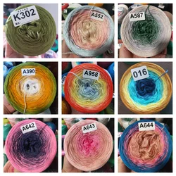 Hilo de algodón mercerizado de 300g, línea de hadas de pastel de Color degradado, hilo de ganchillo para ropa, chal, falda, Lacre, hilo suave para pastel DIY, Primavera/Verano