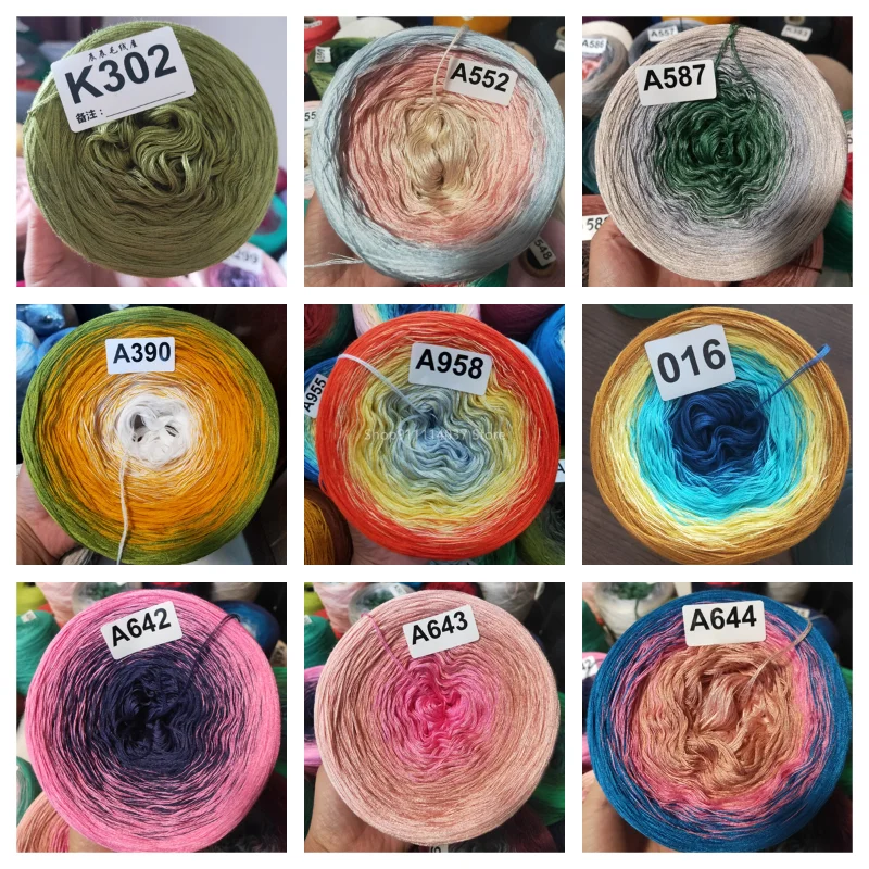 300g merceryzowana bawełna gradientowy kolor ciasto bajkowa linia wiosna/lato szydełkowa przędza ubrania szal spódnica Lacre DIY miękka przędza do ciasta