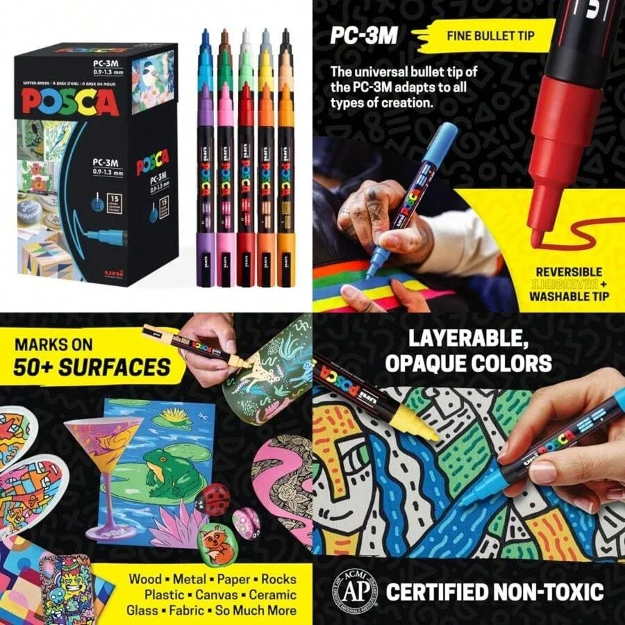 

Paint Markers 3M Fine Point Acrylic Paint Pens With Reversible Tips Art Supplies For Gifts Decorations Fabric Metal Glass Wood