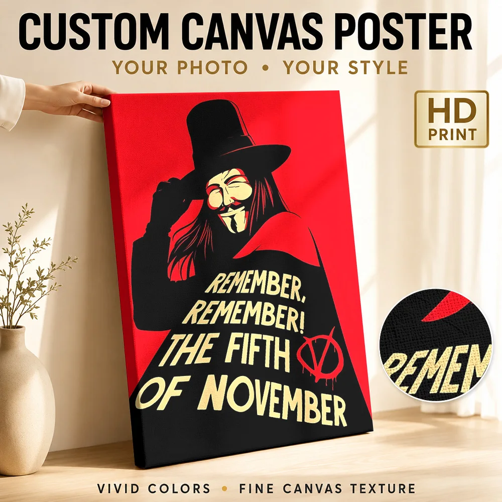 V for Vendetta Canvas Poster Personalized Modern Aesthetic Wall Paintings Decoration for Office Collectible Ready to Hang Gift