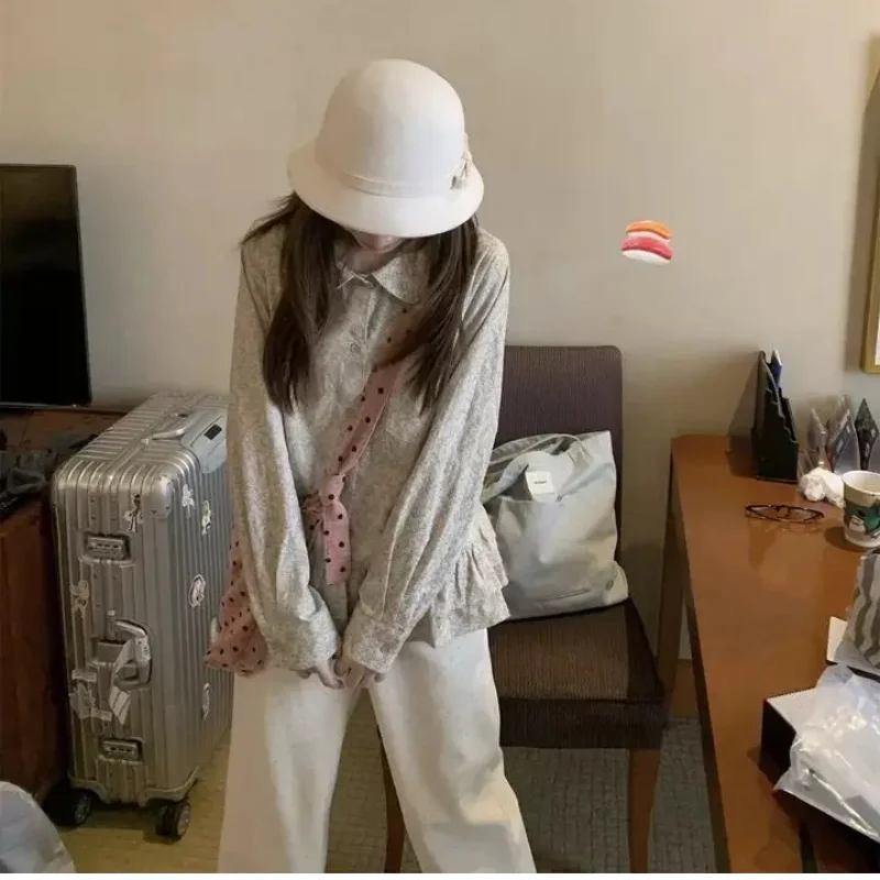 Japanse Leuke Polka Dot Gedrukt Corduroy Broek Vrouwen 2025, Nieuwe Schimmel Rechte Veelzijdige Broek Y2k Streetwear