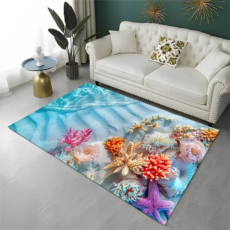 Tropical Beach Starfish Shell Sea Star Large Area Rug Non-slip Carpet for Bedroom Living Room Sofa Doormat Home Decor Floor Mat - view 5
