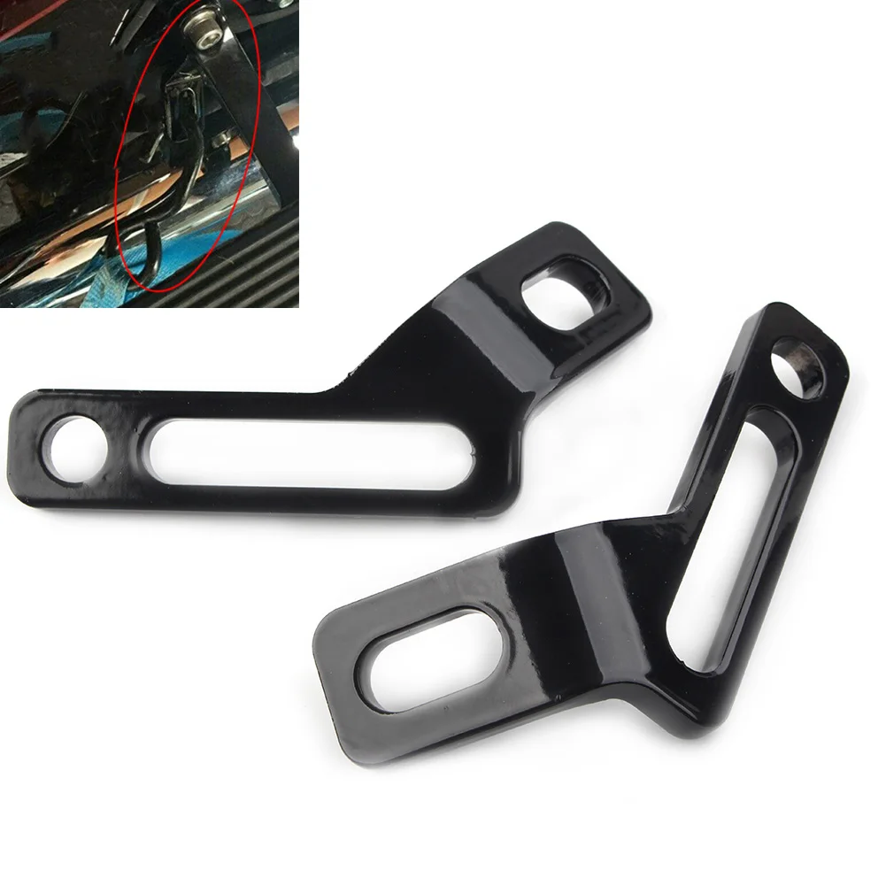 2X Black Motorcycle Rear Footrest Tie-Down Brackets For Harley Electra Street Glide Road King FLHX FLHTC FLHR FLTR 1993-2021