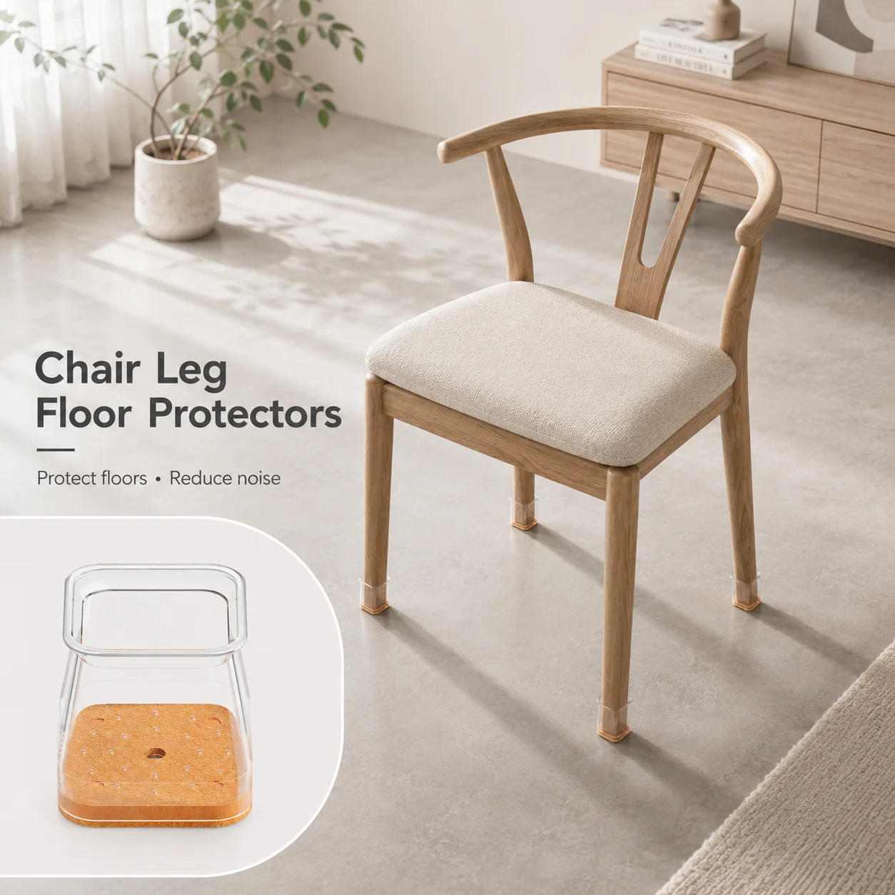 24Sets of Chair Leg Anti-Slip Pads, Felt Furniture Protectors forHardwood Floors, Rubber Chair Leg Protectors for Hardwood Floor