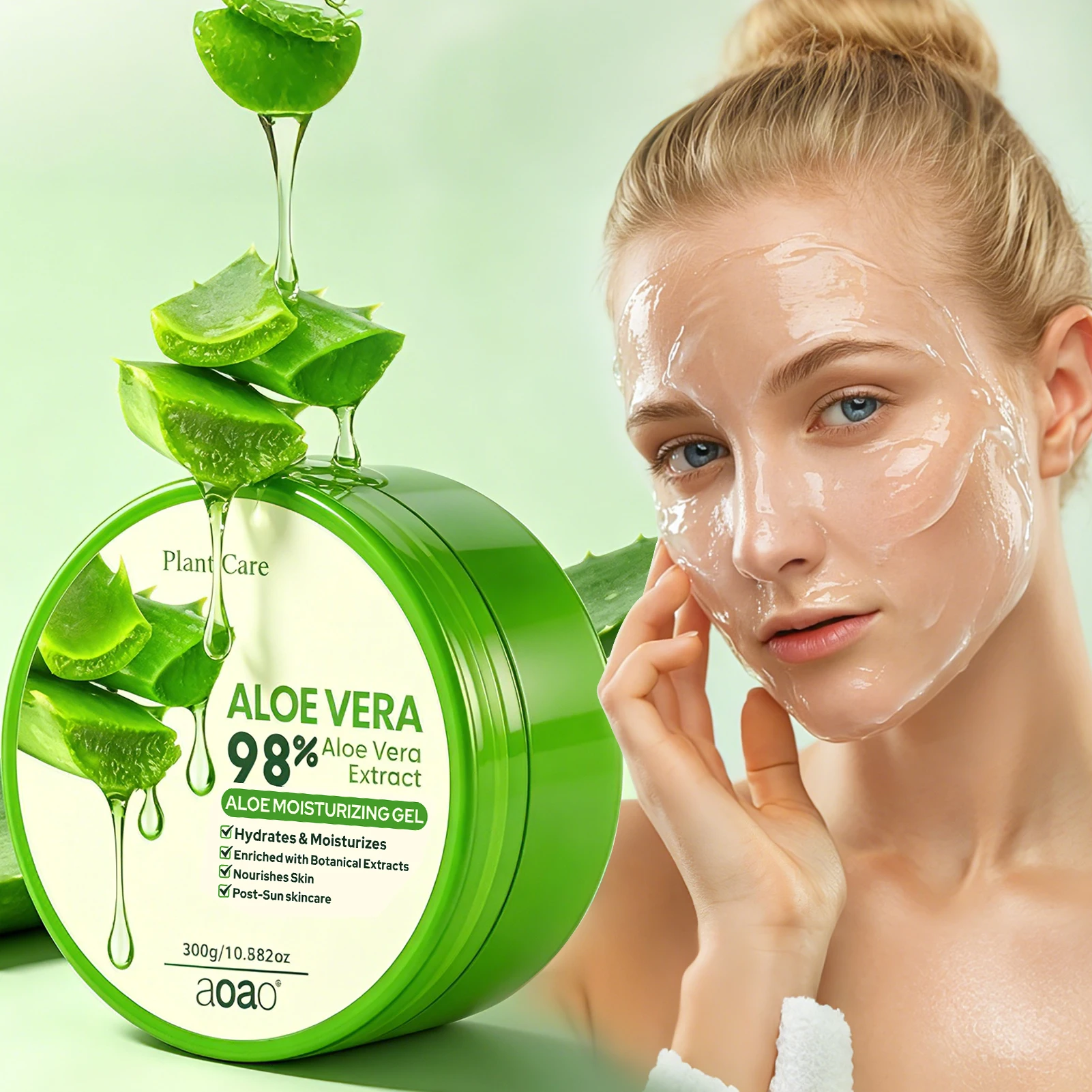 Aloe Vera Gel After-Sun Mask Skin Care, Body & Face Moisturizing Cream for Dry & Rough Skin, Hydrating and Nourishing.