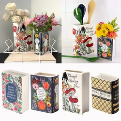 Ceramic Book-Shaped Vase Vintage Book Decrative Vase for Book Lovers Home Bookshelf Decoration Creative Art Accessories