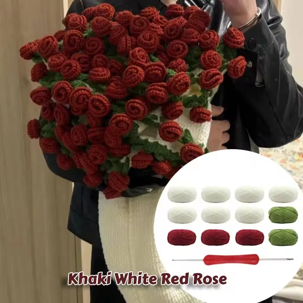 

﻿ DIY Rose Bouquet Blankets Hand-woven DIY Material Packages Lily Of The Valley Bouquet Blanket Crochet Flower Blankets