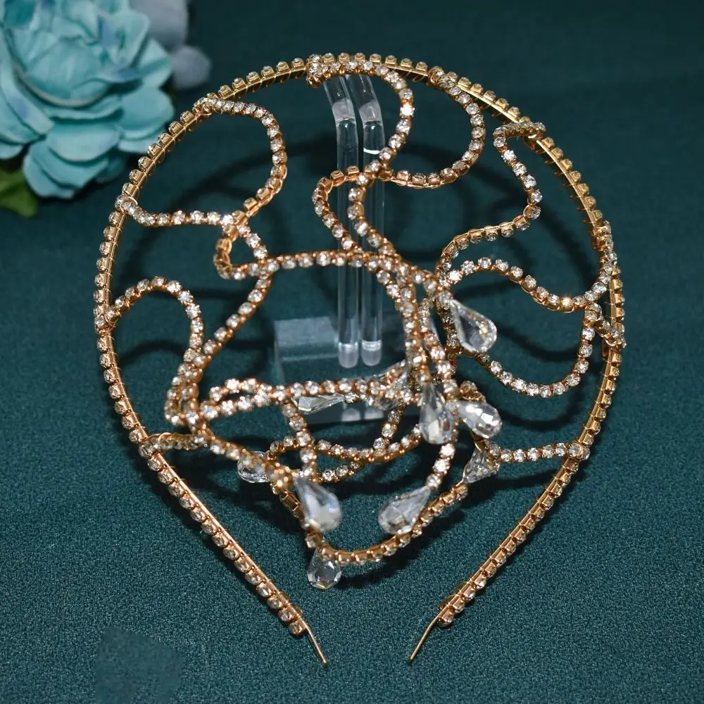 

Snake Bend Rhinestone Headband Alloy Masquerade Jewelry Bride Crown Hair Accessories Carnival Costume Props Crystal Tiara Queen