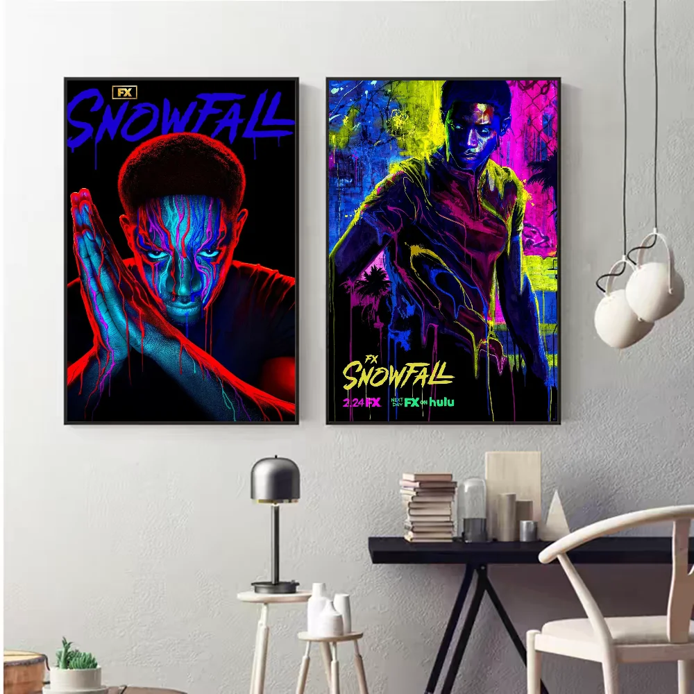 ورقة بيضاء ملصق التلفزيون تساقط الثلوج ، ملصق جودة عالية ، لوحة فنية جدارية ، ديكور غرفة الدراسة