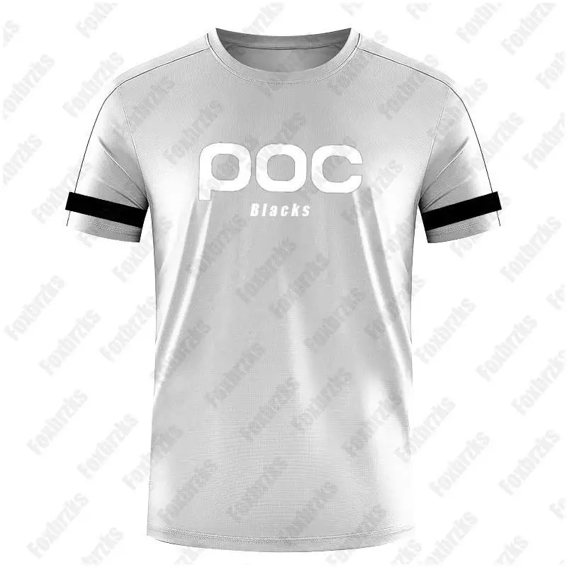 Blacks poc Men Short Sleeve T-shirt Men\'s Motorcycle Outdoor Speed Surrender Quick-drying T Shirts Tops Mountain Bike Downhill