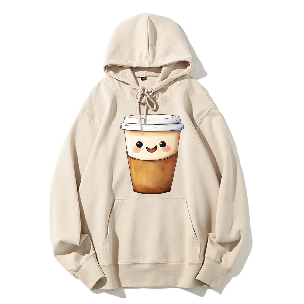 Y2k Hoodie Happy Coffee Cup Print Hoodie Cozy Graphic Oversize Inspired Casual Wear Trendy Drink Art Design Fun Vibe Clothes