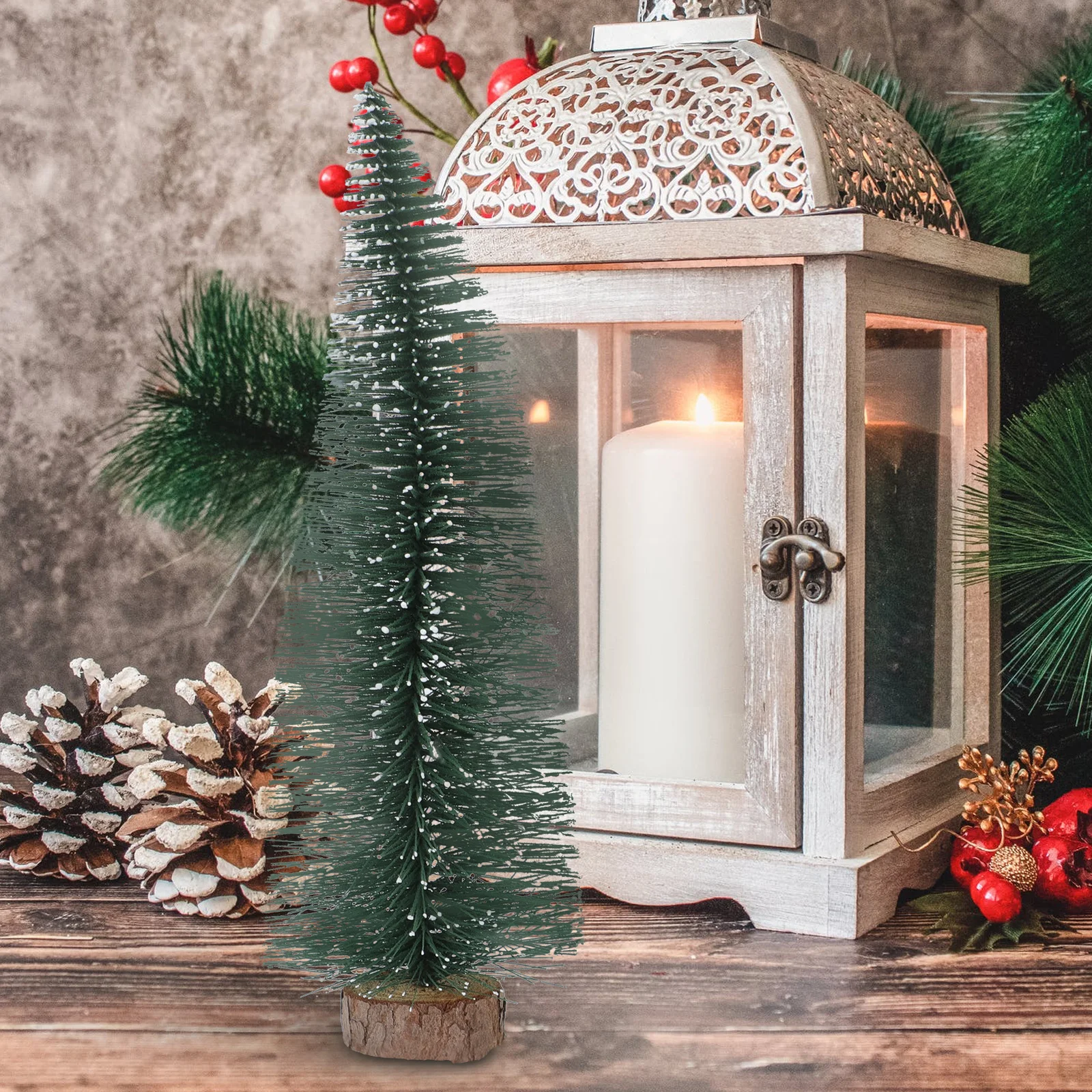 

3 Pcs Mini Christmas Trees Wood Plastic Desktop Decor Showcase Xmas Adorns Festive Atmosphere Small Tree Design Beautiful