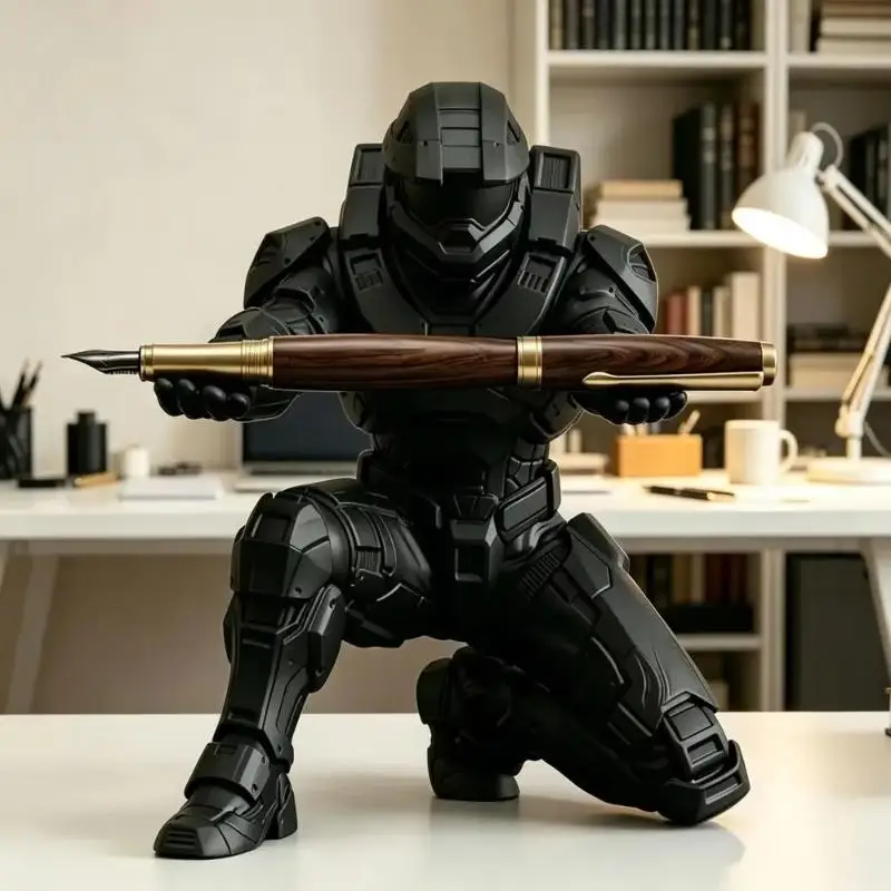 3D Printed Pen Holder, Cool Tech Soldier Pen Stand, Creative Desktop Decoration Storage, Stylish Stationery Display Decoration