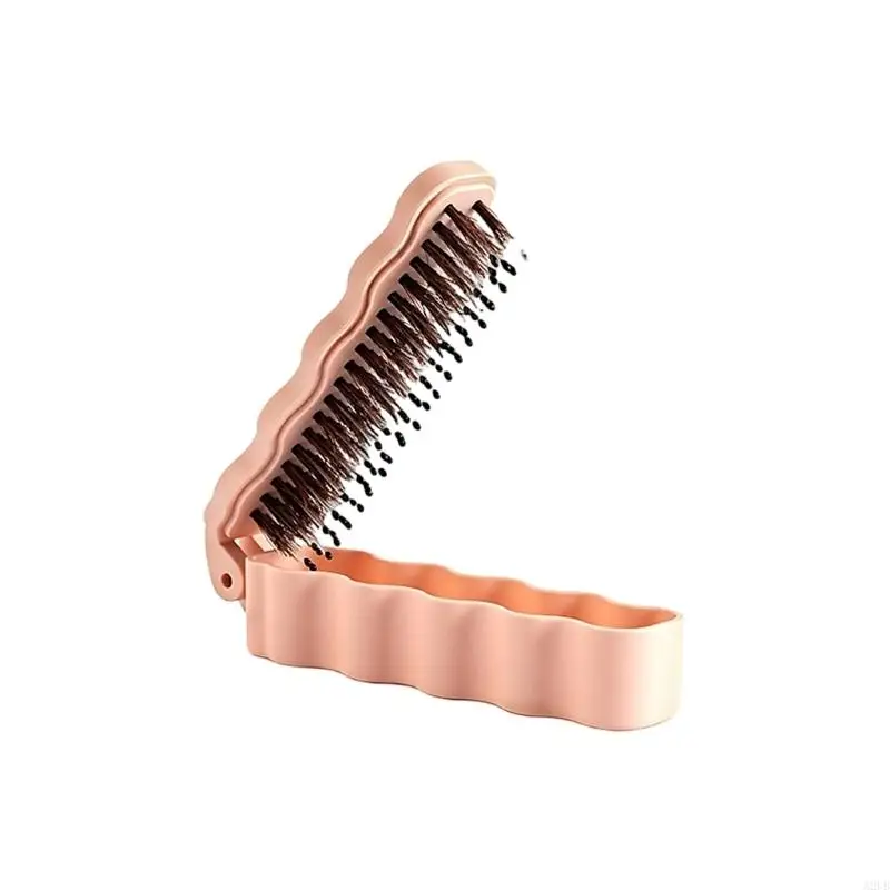 Portable Folding Hairbrush with Single Row Teeth, Travel Grooming Brush for Home Hair Care and Everyday Carry A2UB