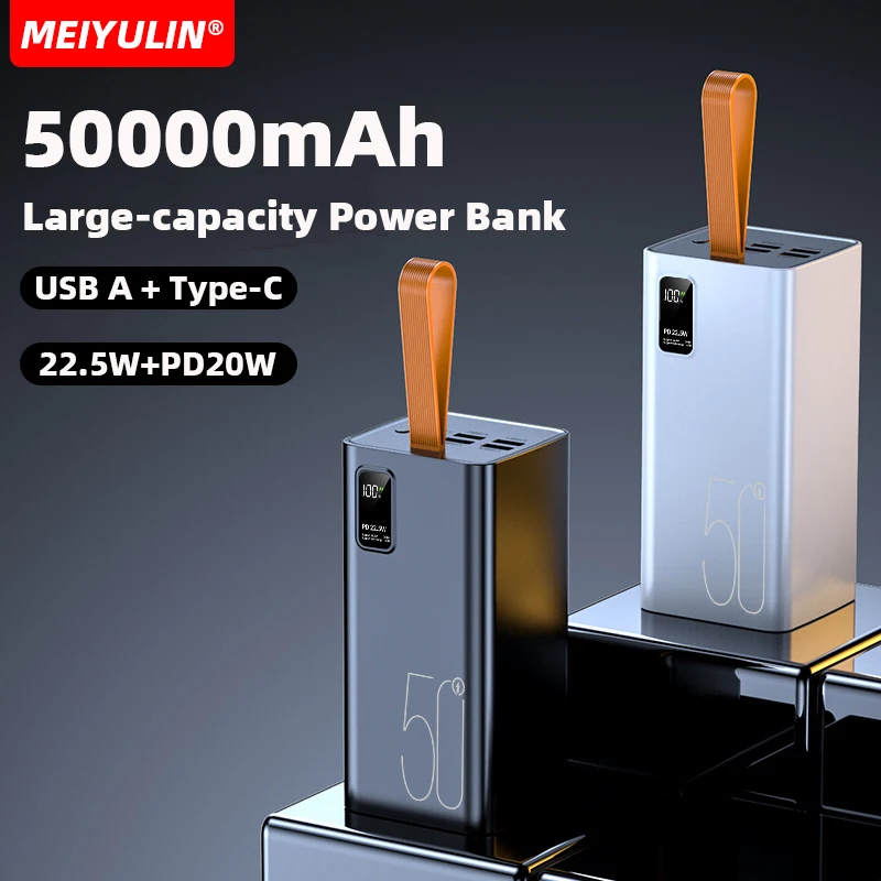 

50000mAh Power Bank Portable USB C PD20W Fast Charging Large Capacity Mobile External Spare Battery For iPhone 15 Samsung Xiaomi