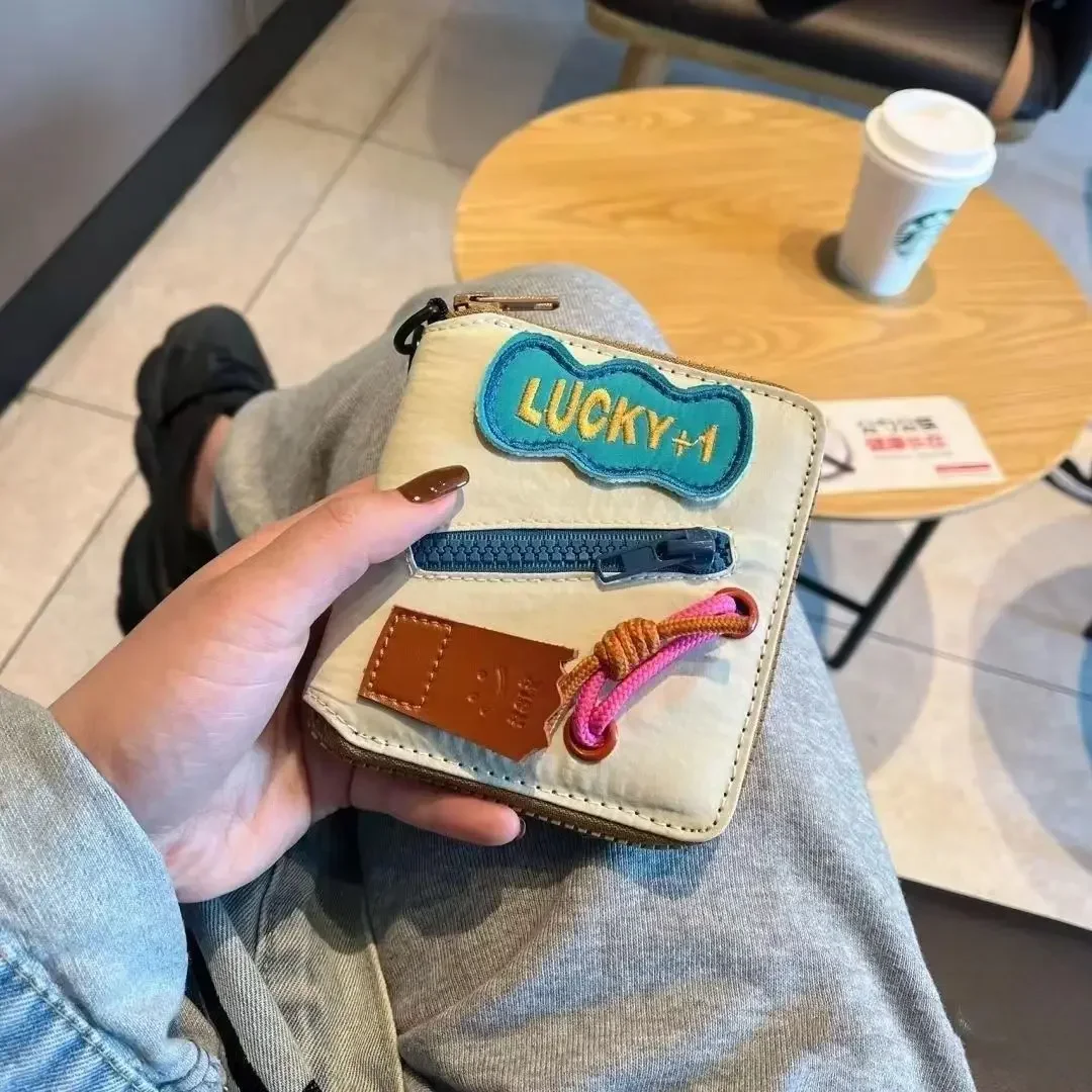 

Foreign trade niche design patch wallet ins Korean contrasting color zipper with buckle card bag wallet mommy bag