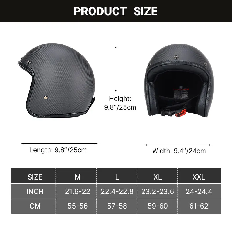 Carbon Fibre Helmets Motorcycle Half Helmet Electric Safety Helmet With Bongrace Retro Racing Reinforced Shell Moto Helmets