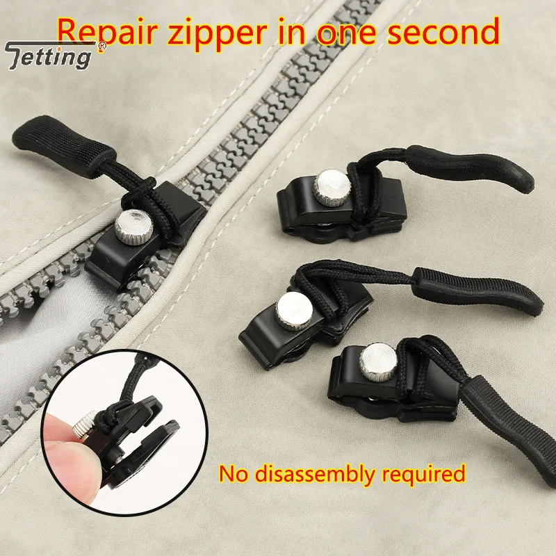 3Pcs Universal Instant Zipper Repair Replacement Kit Durable Fix Zippers Sliding Teeth Zipper Slider Pull For Jacket Bags Coat