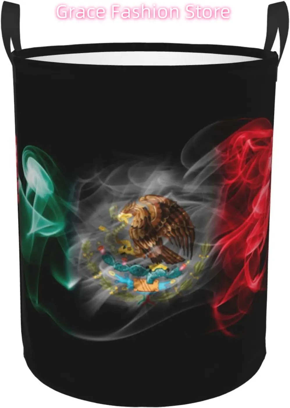 

Laundry Basket Colored Smoke of Mexico National Flag Oxford Cloth Collapsible Laundry Hamper Storage Basket with Handle for Kitc