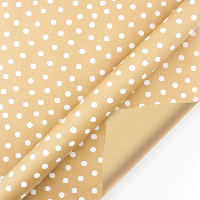 Christmas Gift Wrapping Paper Roll Kraft Paper Brown with White Pattern Environmentally Friendly Paper Gift Wrapping Paper