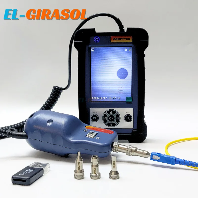 AUA‑400 Fiber Optic End Face Inspection Microscope Probe 3.5 LCD Display Monitor Fiber Inspector Support UPC/APC Adapter FTTH