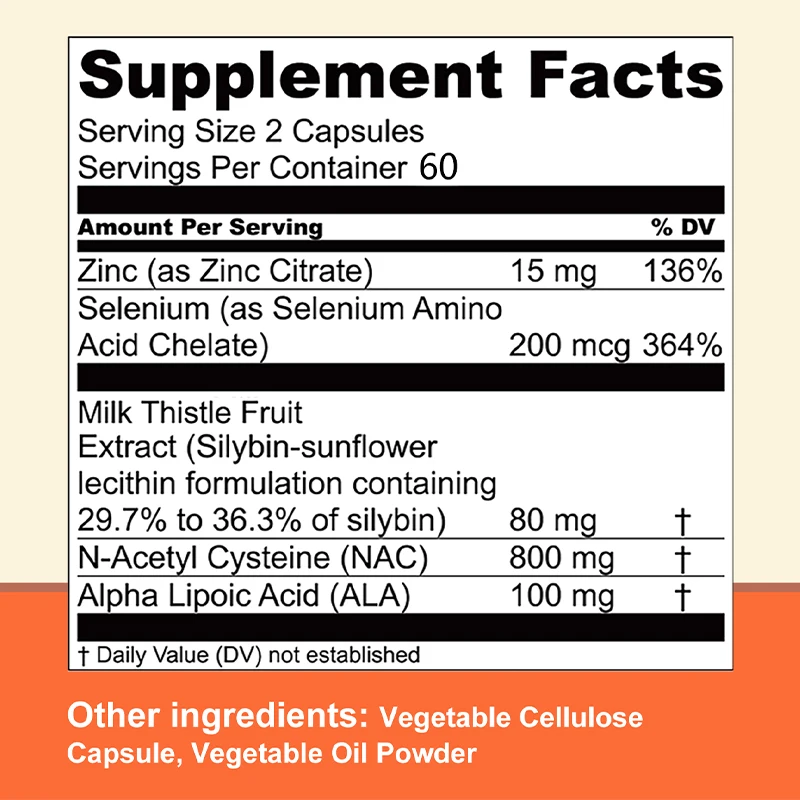 

NAC Capsules - with Milk Thistle, Support Skin Health, Liver Health, Antioxidant, Detox, Enhance Immunity - Non-GMO
