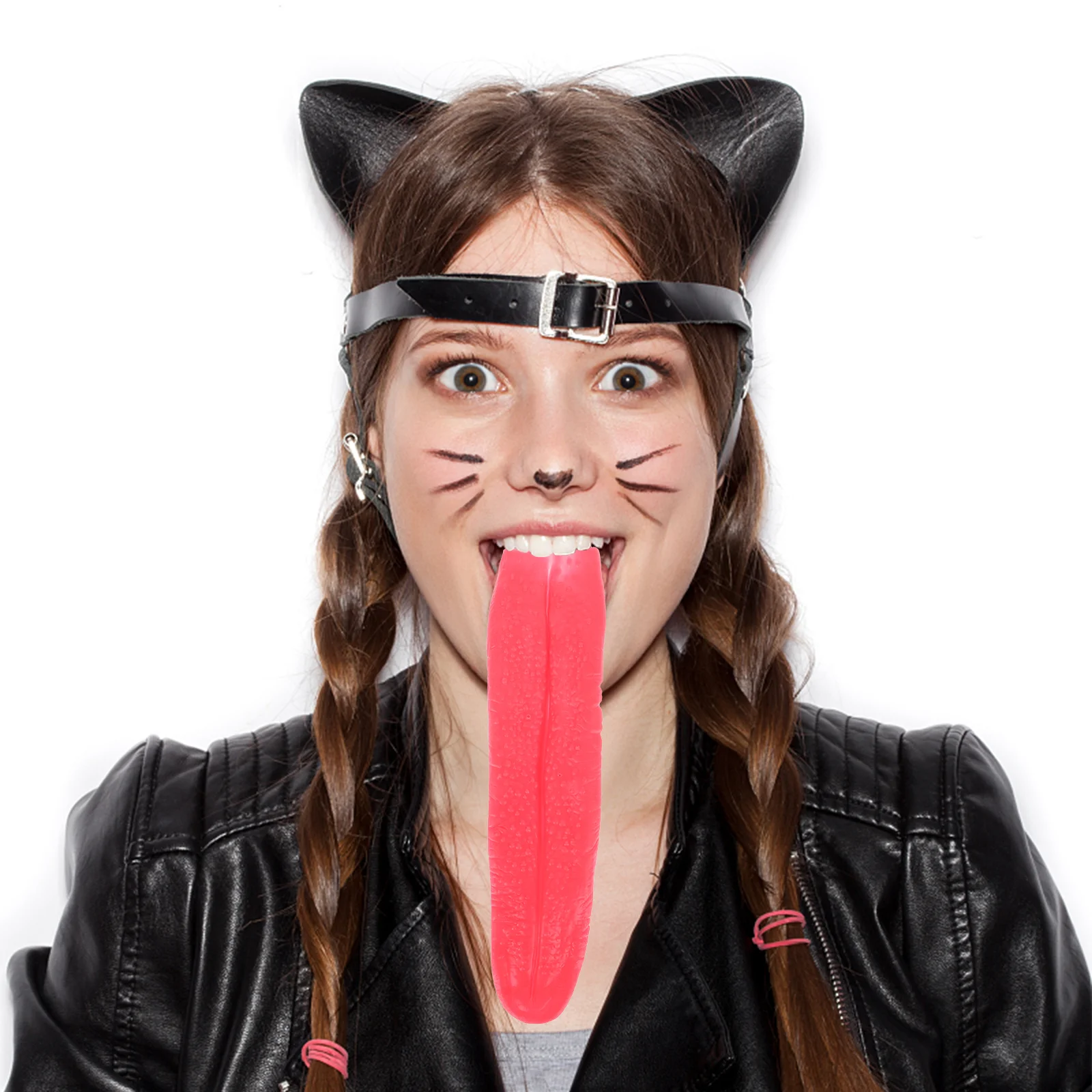 

Artificial Red Long Tongue Cosplay Prop Halloween Hallowmas Simulation Costume Dress Up Festival Apparel