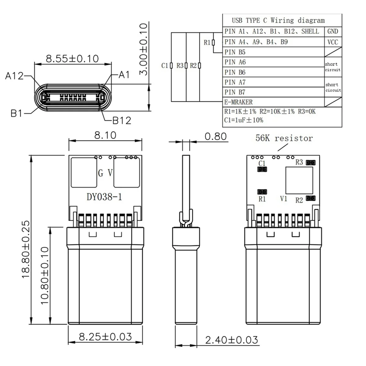 A93P 10szt 12V PD/QC Decoy Board Fast Charge Module with Shell PD 2 3.0 DC Trigger USB Type-C Male QC4 Charge Connector Black