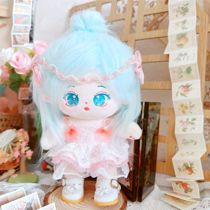 20cm Cartoon Idol Stuffed Soft Doll Kawaii Plush Star Doll Pink Dress Set Doll Clothes Accessories Fans Girls Collection Gifts