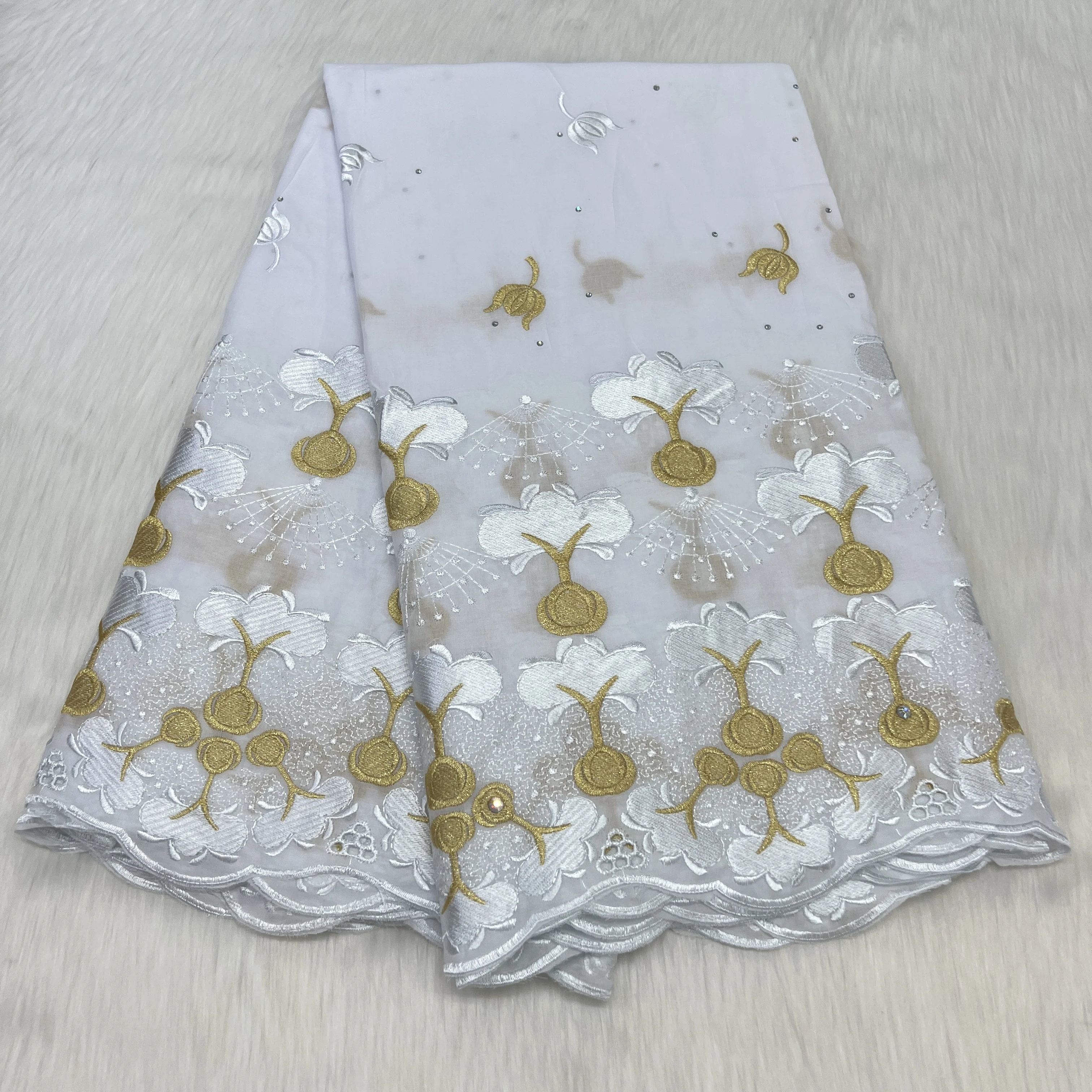 

New High Quality Cotton Lace Fabric, Unique Design Embroidery for Sewing Party Dress