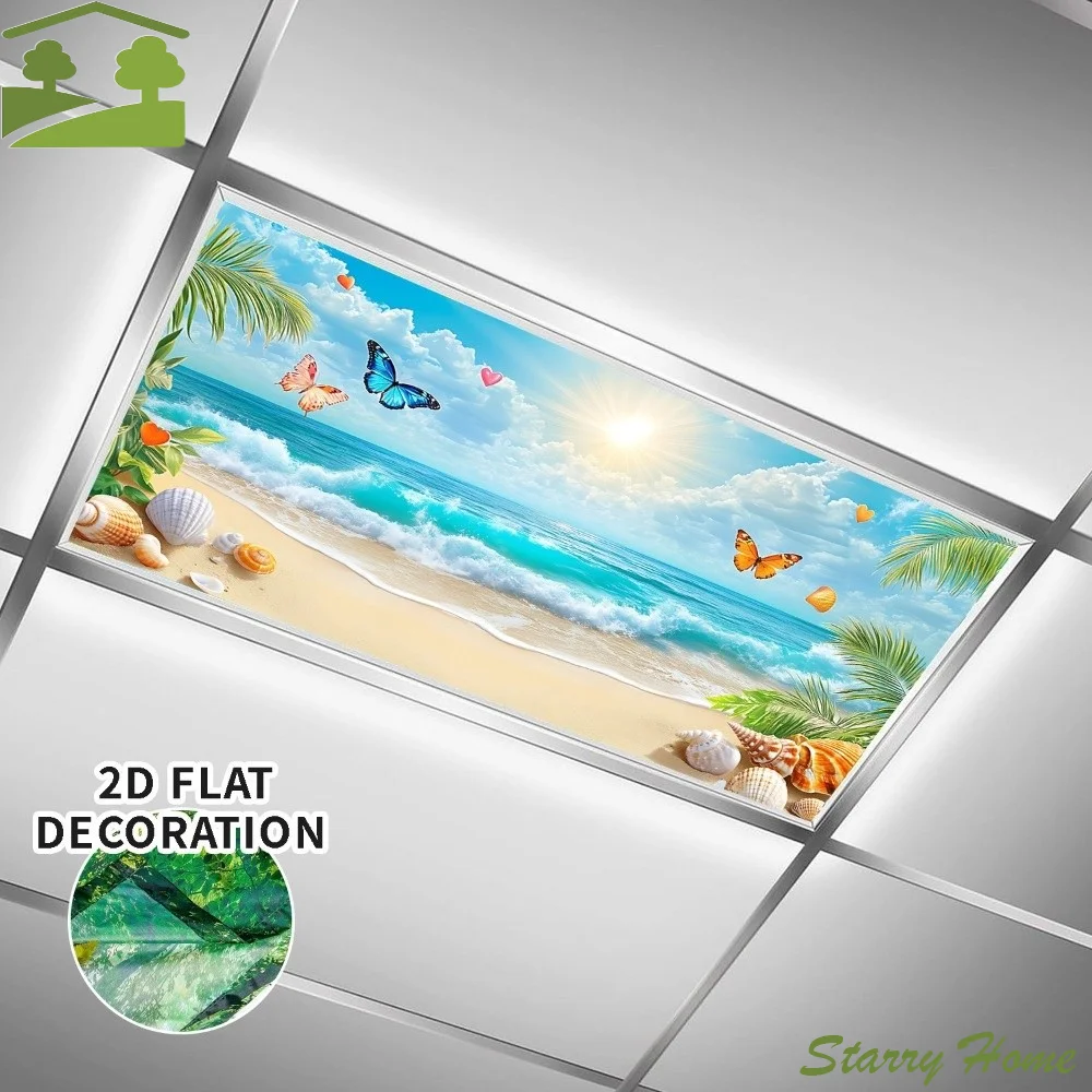 122*61cm Lampshade Anti-glare 13 Styles Magnetic Light Filters Cloud with 10 Magnetic Buckles Fluorescent Light Covers Offices