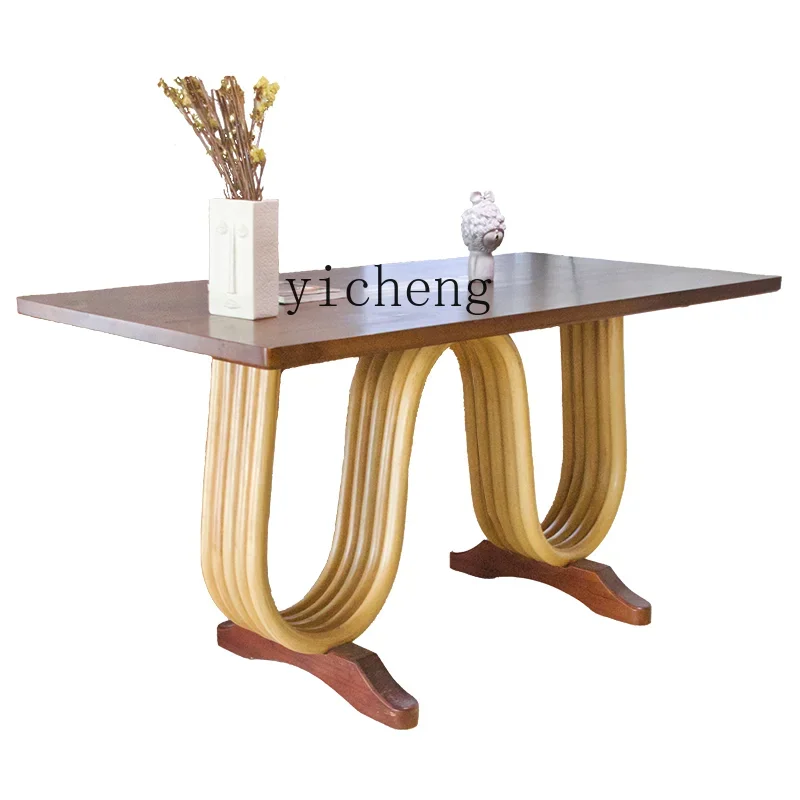 

Agate Rattan Solid Teak Office Real Rattan Design Rectangular W Desk Dining Table