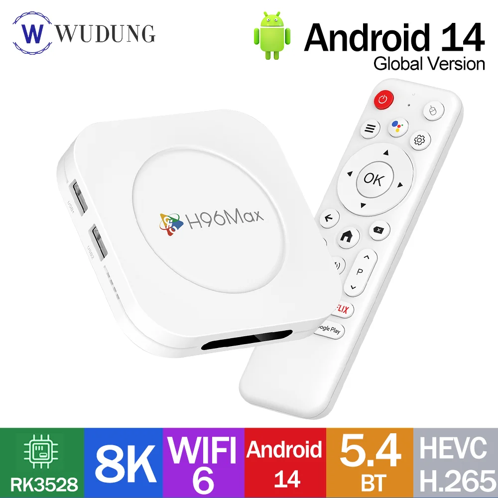 H96 MAX M1 Plus Smart Android 14 TV BOX RK3528 WIFI6 8K 4K HD BT5.4 4GB 32G 128G Voice Assistant Media Player Set Top Box