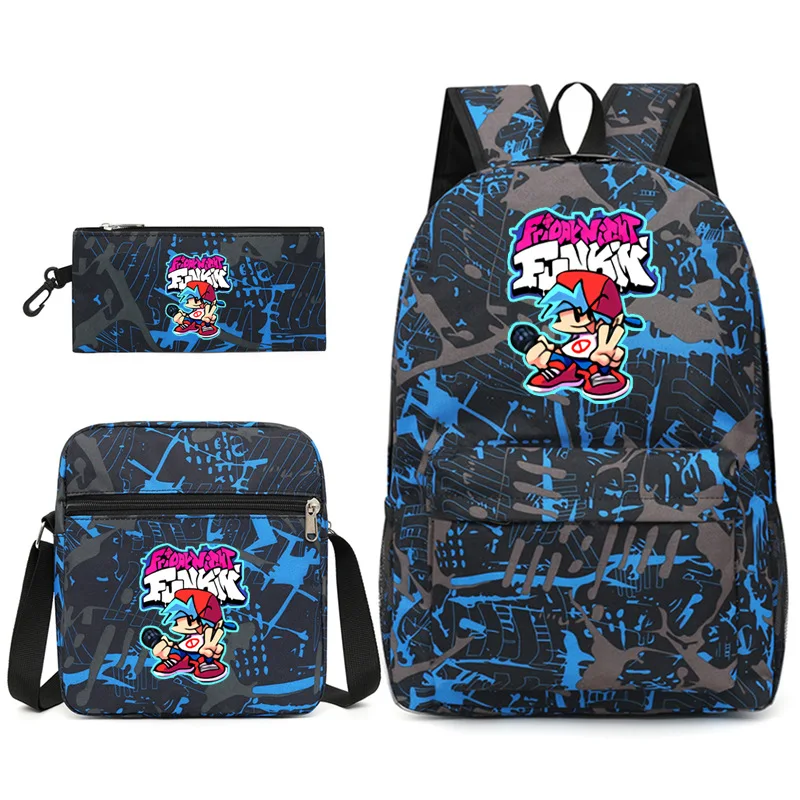 Classic Popular Friday Night Funkin Printed 3pcs/Set pupil School Bags Laptop Daypack Backpack Inclined shoulder bag Pencil Case