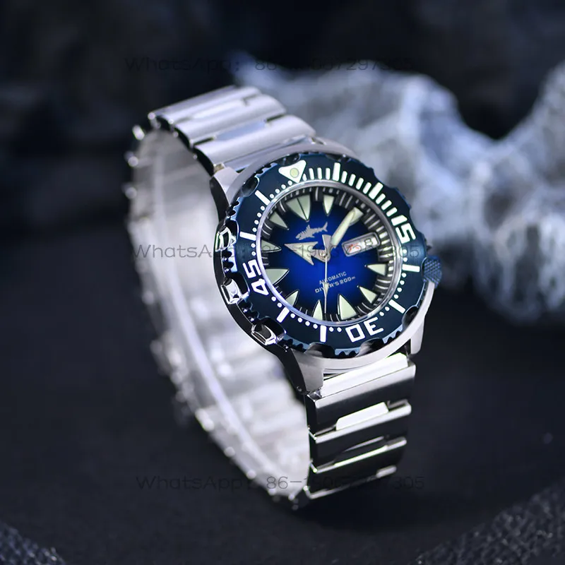 Black， Diving Sapphire Mirror Waterproof Mechanical Watch