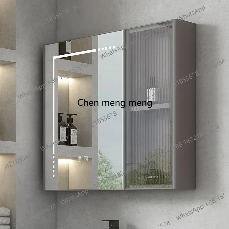 Stainless steel bathroom smart mirror cabinet separate toilet locker wall-mounted mirror boxA178