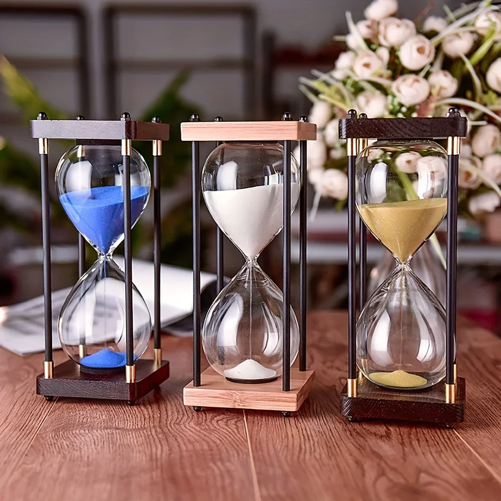 Reloj Arena Decorativo Grande Madera Temporizador, Cristal 30 Minutos Mesa Elegante Regalo Clásico Fácil