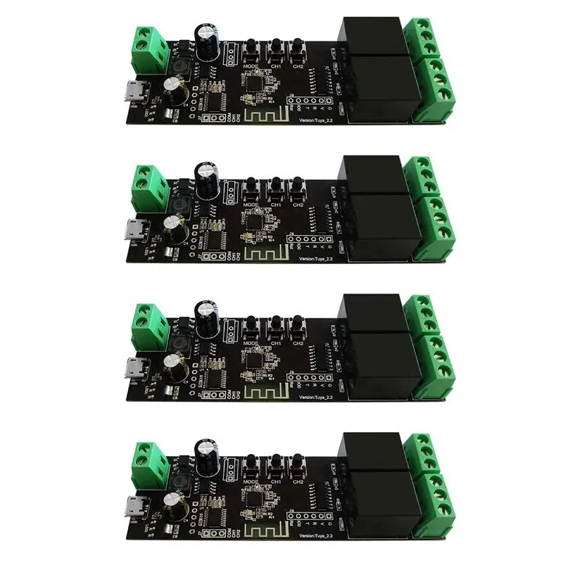 AT29-4X 2 Channel Wifi Momentary Inching Relay Self-Locking Switch Module Smart Life/Tuya APP Control Wifi Relay Module