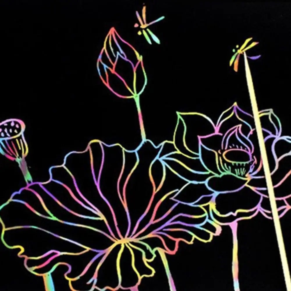 Inter intéressant avec stylo en bois arc-en-ciel livre à gratter coloré couleur lisse papier à dessin sécurisé néotérique papier pailleté Note enfants