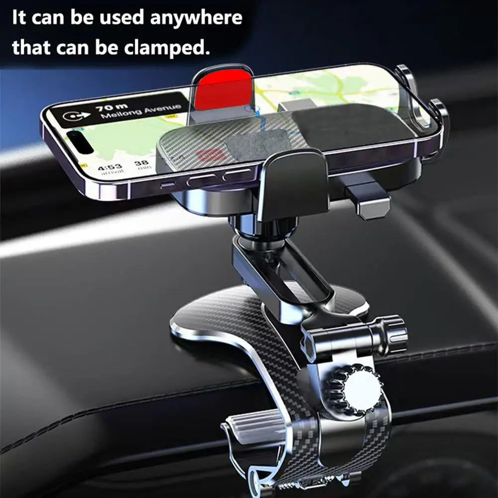 

Универсальный автомобильный держатель для телефона на приборной панели, подставка с зажимом, поддержка автомобильного зеркала, кронштейн для телефона, передняя подставка, дисплей заднего вида GP J0D1